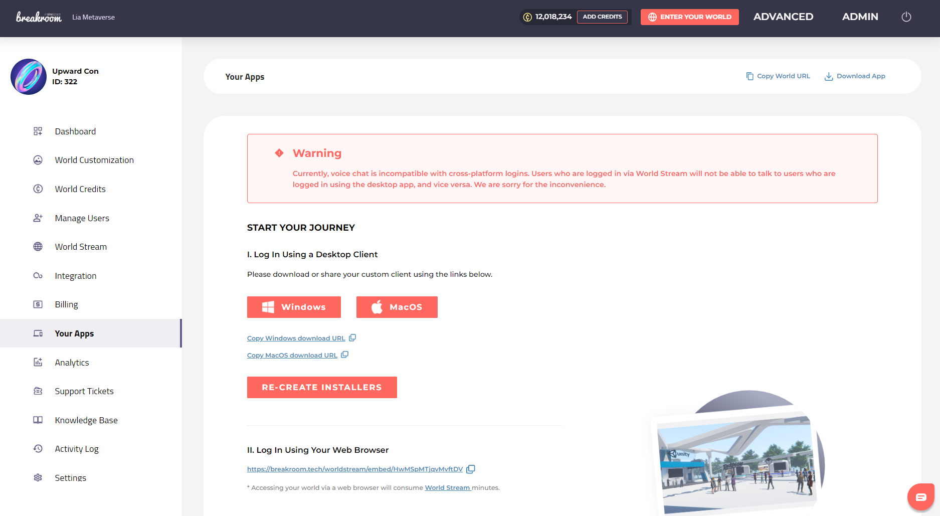 لقطة شاشة لعلامة تبويب Dashboard Your Apps.