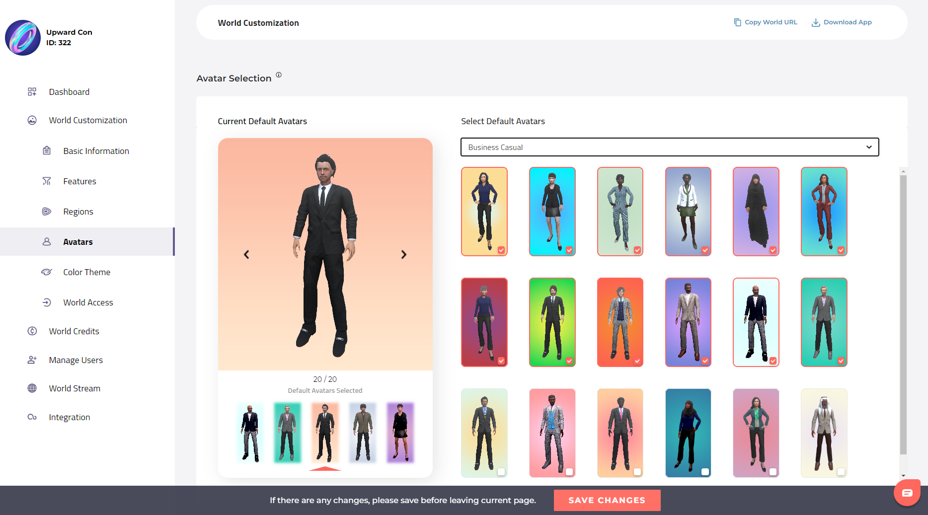Selecting default avatars | Breakroom Documentation