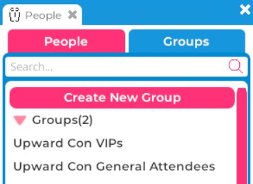 A closeup of the Groups window, with two groups listed.