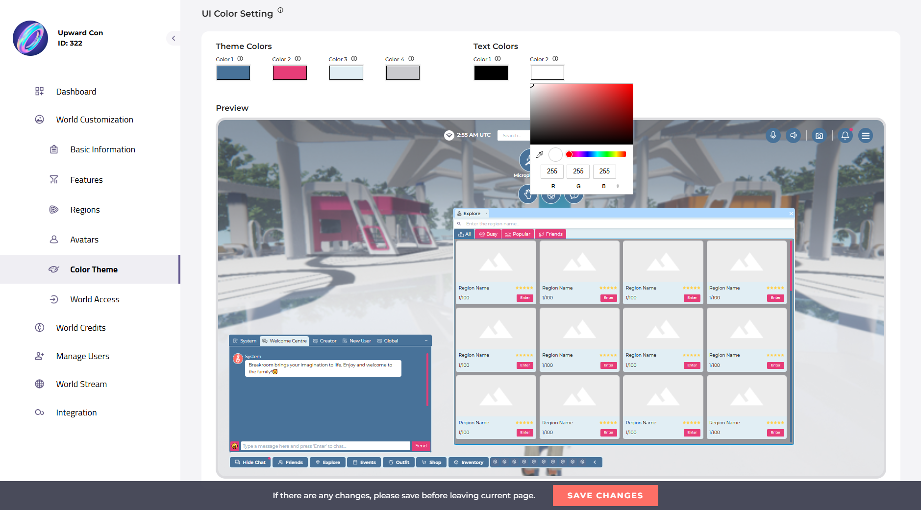 UI customization options | Breakroom Documentation