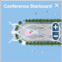 Un gros plan de la mini-carte dans l'interface utilisateur de Breakroom. En plus d'une carte de la région, la mini-carte inclut des boutons qui fournissent des informations sur la région, des capacités de signet et un accès aux informations sur les quêtes.