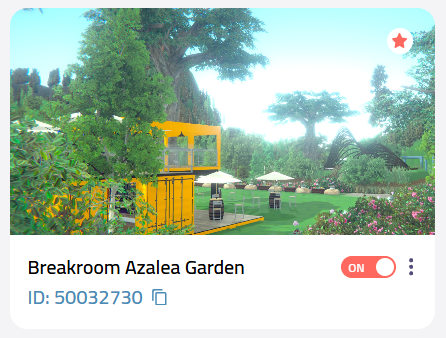 Une carte de région Breakroom Azalea Garden. Une icône de panneau indicateur orange dans le coin supérieur gauche indique qu'il s'agit d'une région d'orientation.